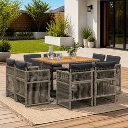 Enhance Your Outdoor Experience with This 9-Piece Dining Set
