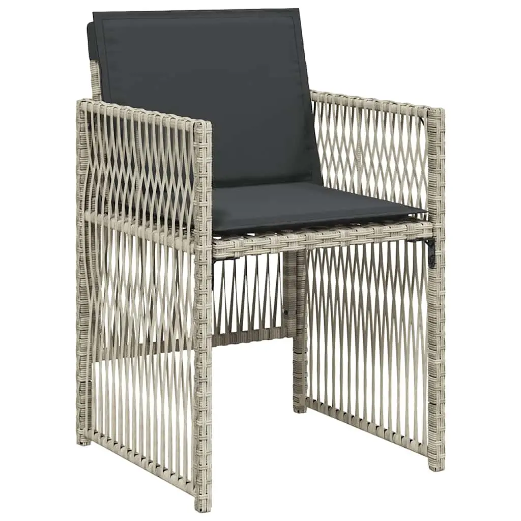 Garden Dining Set 13 Piece Grey PE Rattan Outdoor Furniture with Tempered Glass Table and Cushioned Chairs