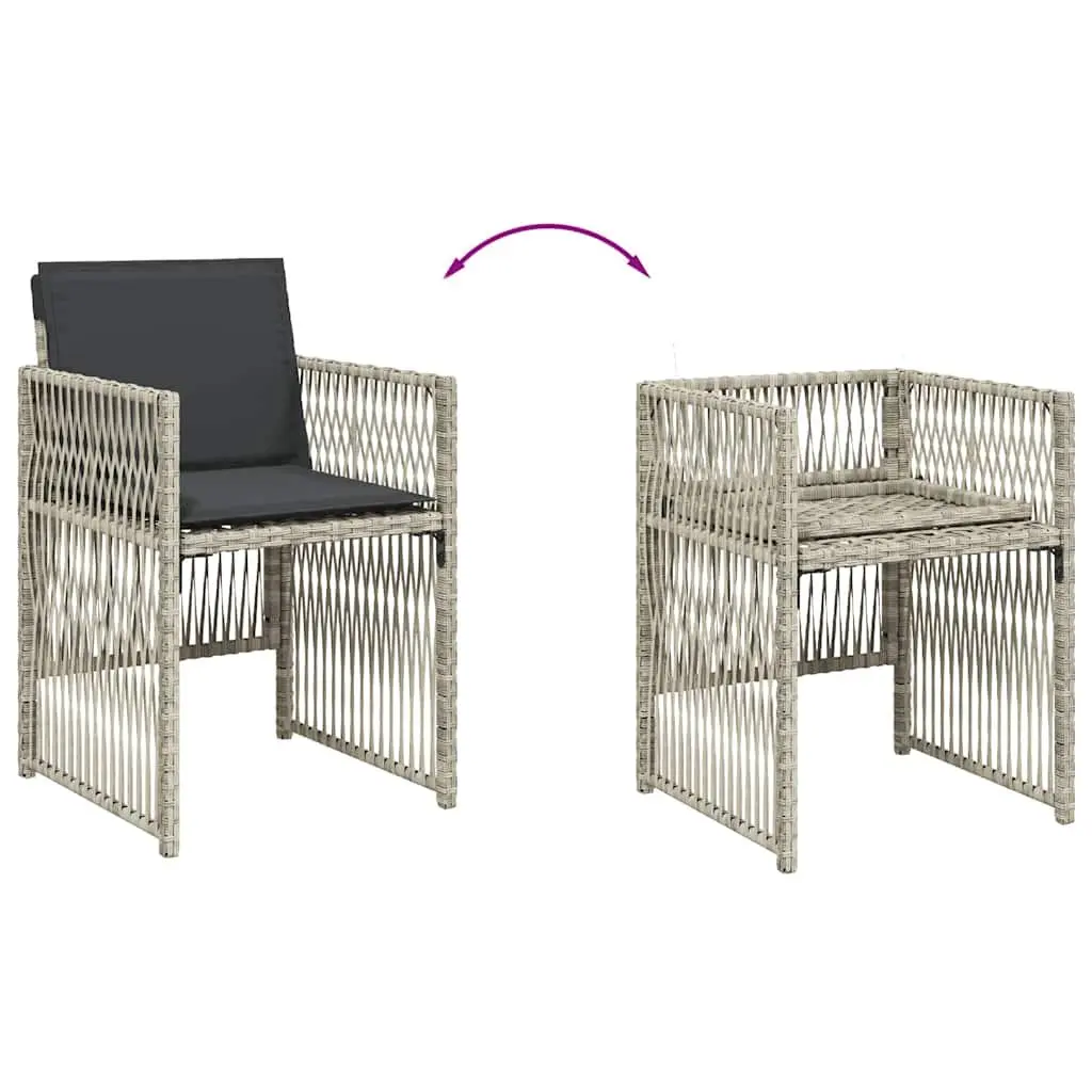 Outdoor Furniture Set 15 Piece Grey Cushioned Dining Poly Rattan Garden