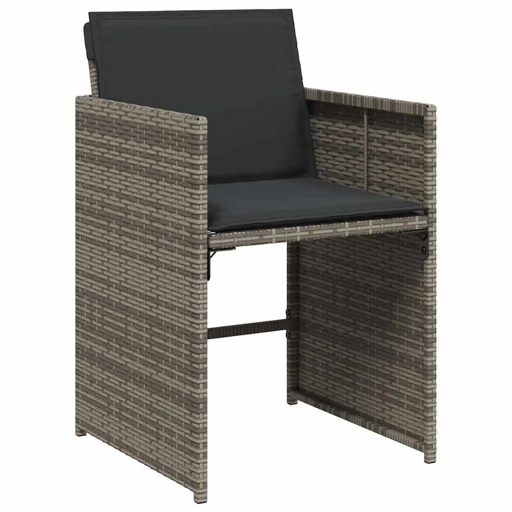 5 Piece Outdoor Dining Set Grey Poly Rattan Chairs Table Tempered Glass Top