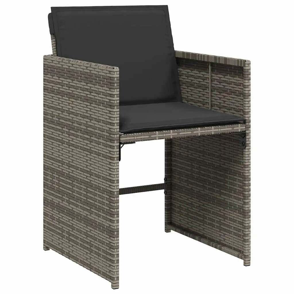 Outdoor Furniture Set 9 Piece Grey Rattan Dining with Acacia Wood Table and Cushions