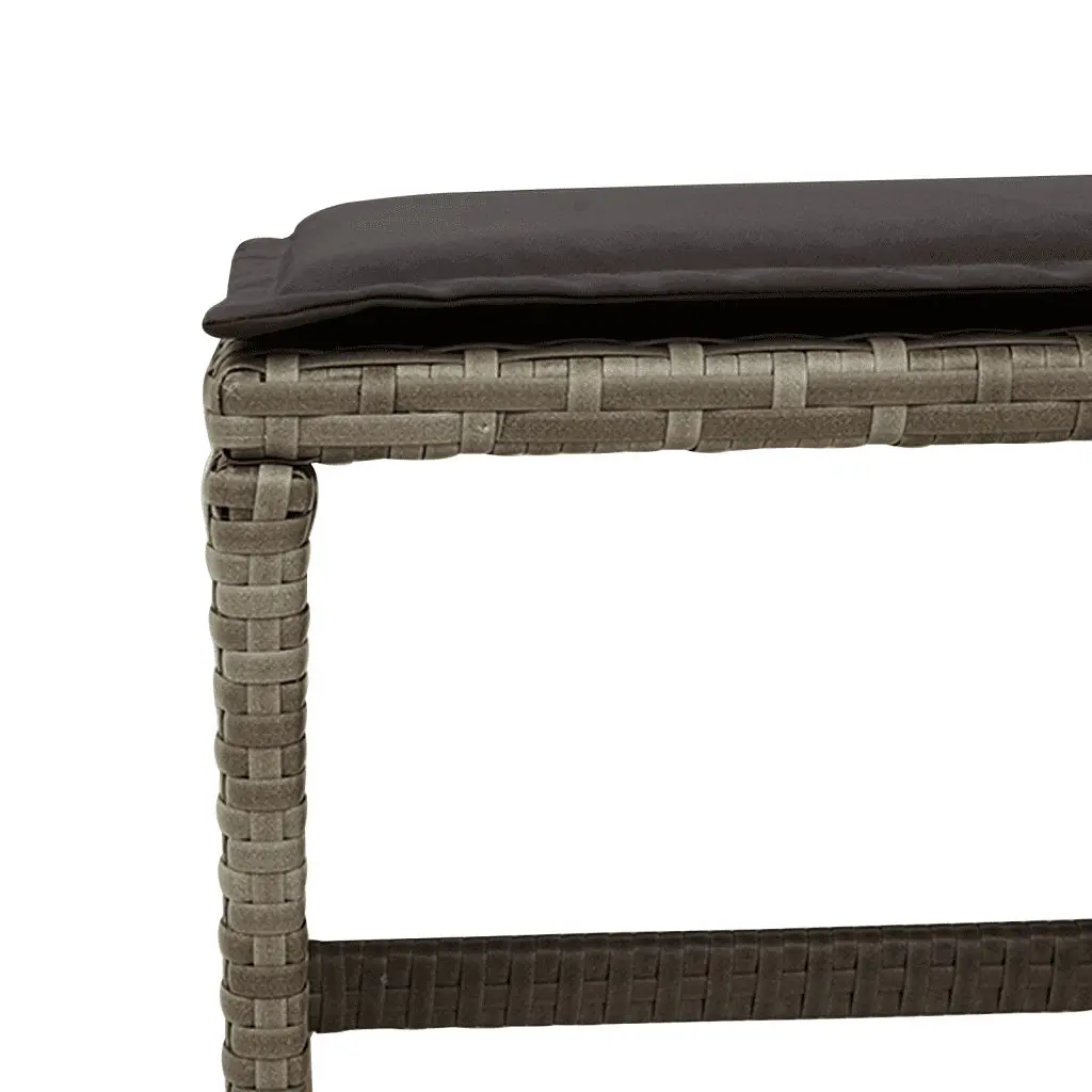 Outdoor Furniture Set 9 Piece Grey Rattan Dining with Acacia Wood Table and Cushions