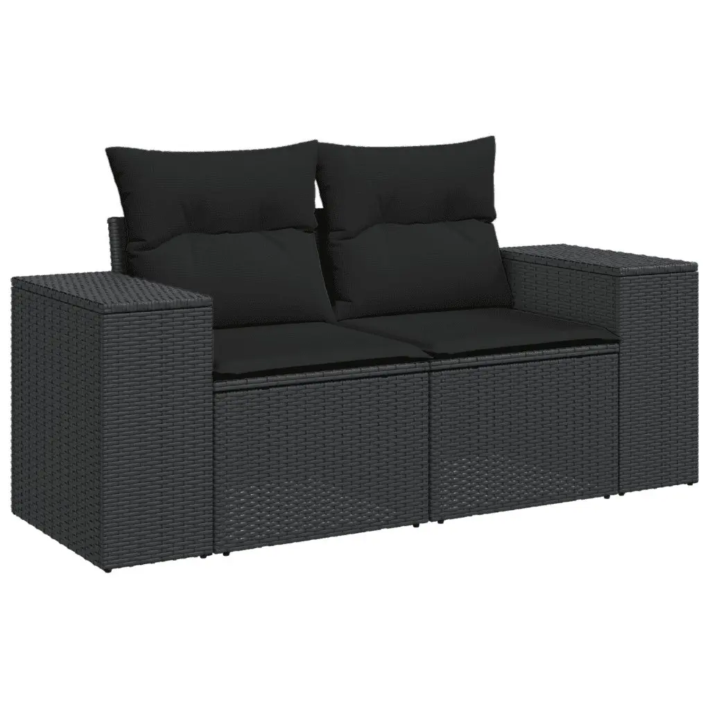 Garden Dining Set 11 Piece Outdoor Furniture Black PE Rattan Table Chairs Cushions