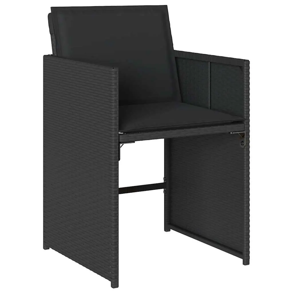 Garden Dining Set 11 Piece Outdoor Furniture Black PE Rattan Table Chairs Cushions