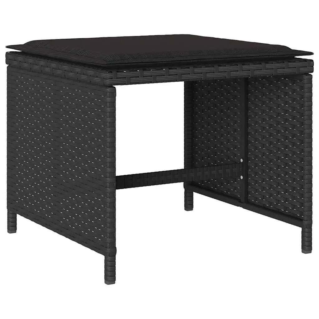 Garden Dining Set 11 Piece Outdoor Furniture Black PE Rattan Table Chairs Cushions