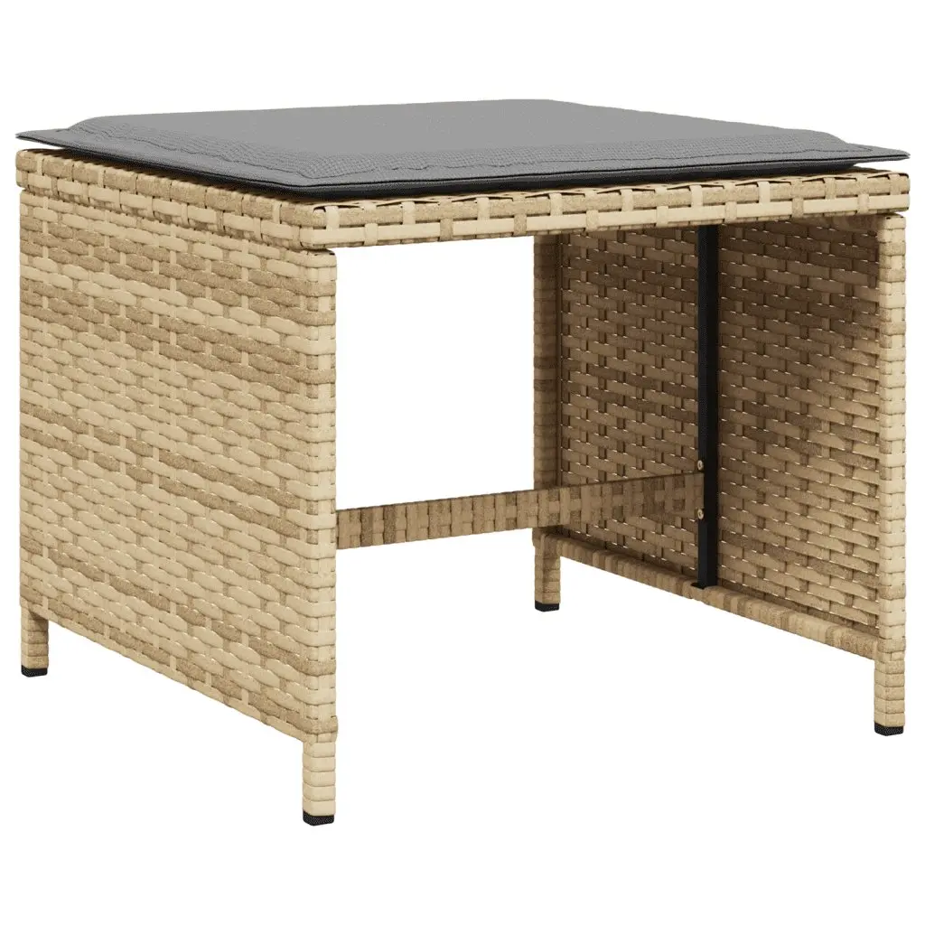 Garden Dining Set 9 Piece Outdoor Furniture PE Rattan Cushions Tempered Glass Table Beige