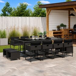 Black 13 Piece Outdoor Dining Set for Cozy Gatherings