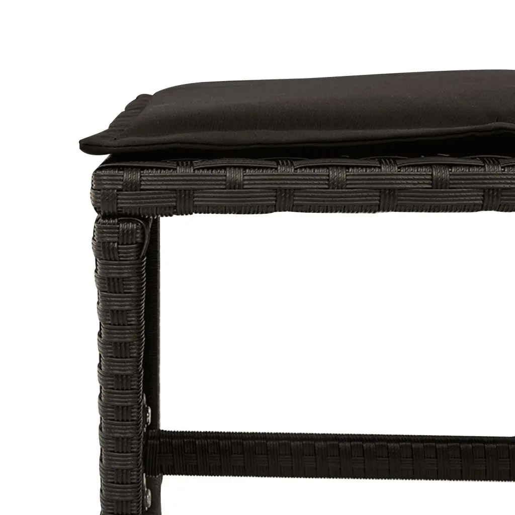 Outdoor Dining Set 13 Piece Black Poly Rattan with Tempered Glass Tabletop and Foldable Chairs for Garden Patio