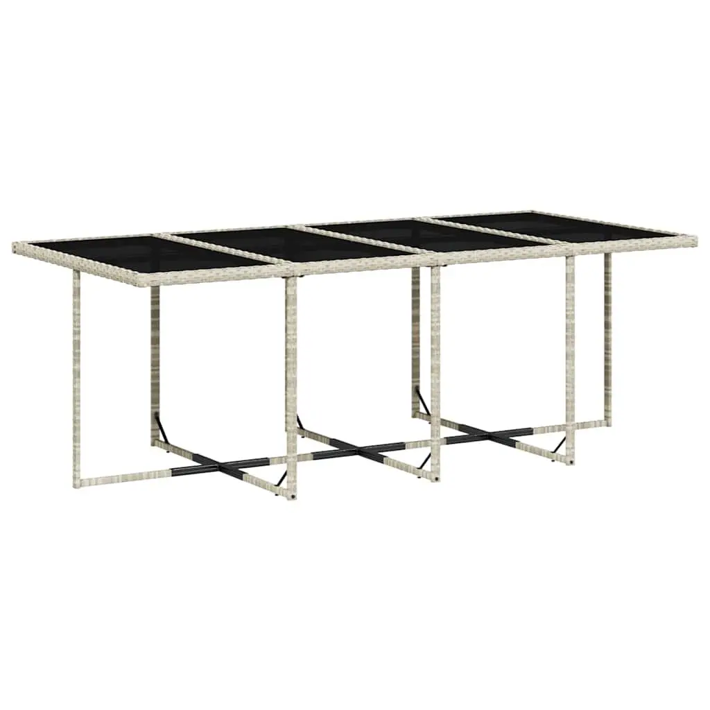 Outdoor Furniture Set 13 Piece Grey Poly Rattan Dining with Cushions and Tempered Glass Table Top
