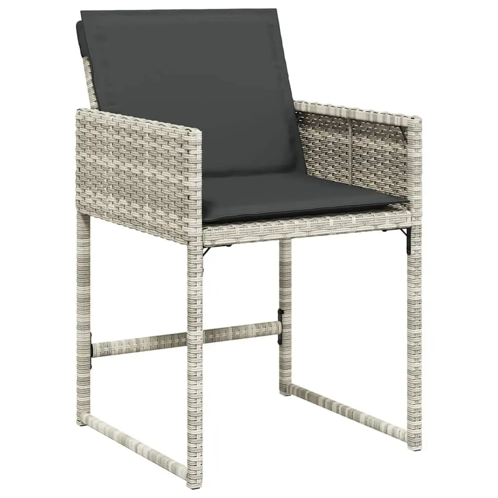 Outdoor Furniture Set 13 Piece Grey Poly Rattan Dining with Cushions and Tempered Glass Table Top
