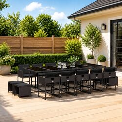 Stylish Outdoor Garden Dining Set - 15 Pieces in Black
