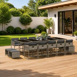 Enhance Your Outdoors with a 15-Piece Grey Rattan Dining Set