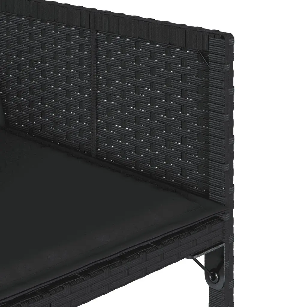 Garden Furniture Set 9 Piece Black PE Rattan Chairs Table with Padded Cushions and Tempered Glass Top