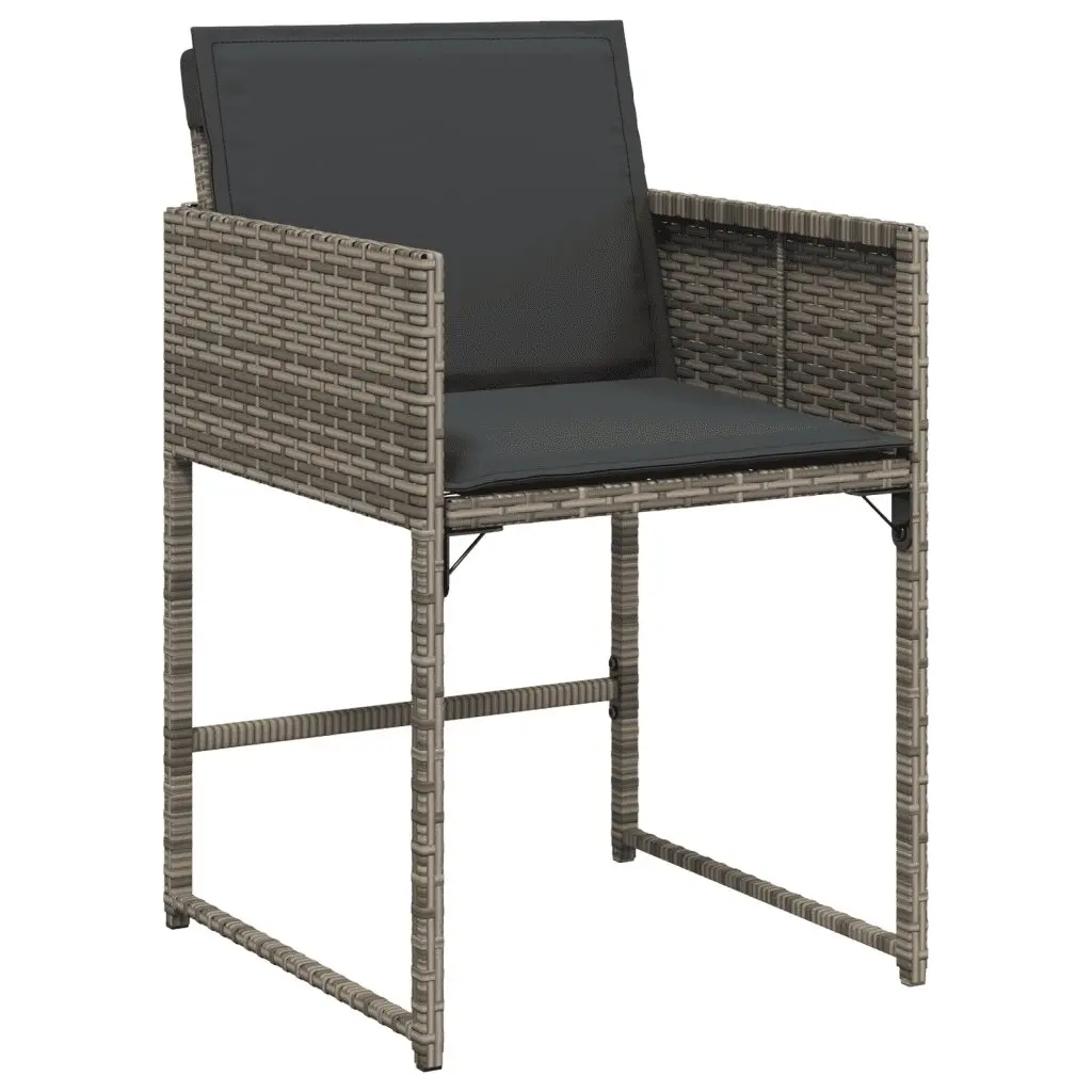 9PieceGreyGardenDiningSetwithCushionsDurablePERattanTableandChairsforOutdoorUse