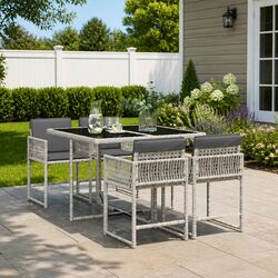 Outdoor 5 Piece Grey Garden Dining Set for Relaxation
