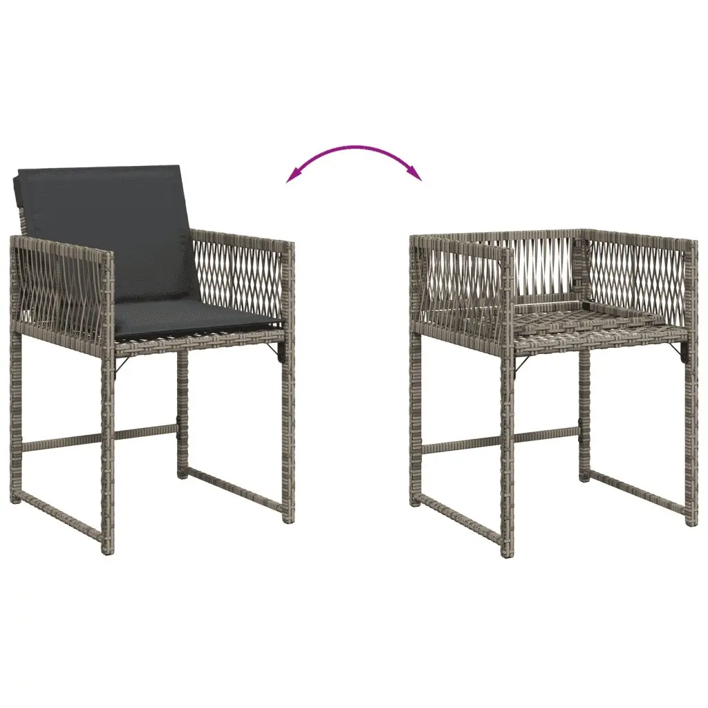 9 Piece Grey Poly Rattan Outdoor Dining Set with Cushions and Tempered Glass Top