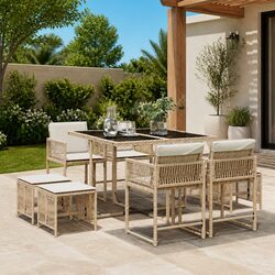 Garden Dining Set 9 Piece Outdoor Furniture Poly Rattan Chairs Table Patio