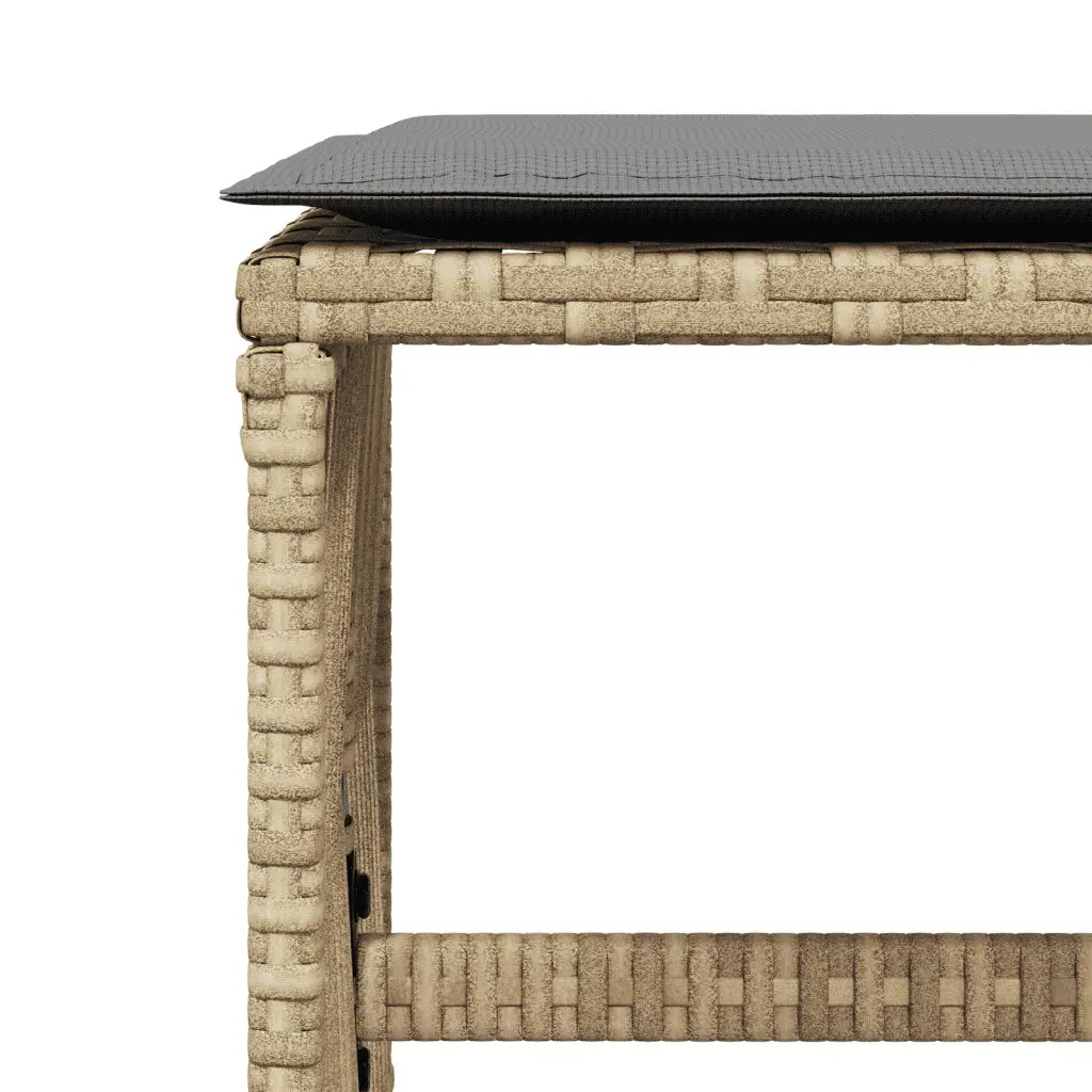 9 Piece Outdoor Dining Set Beige Poly Rattan Patio Garden Furniture with Cushioned Seating and Tempered Glass Tabletop