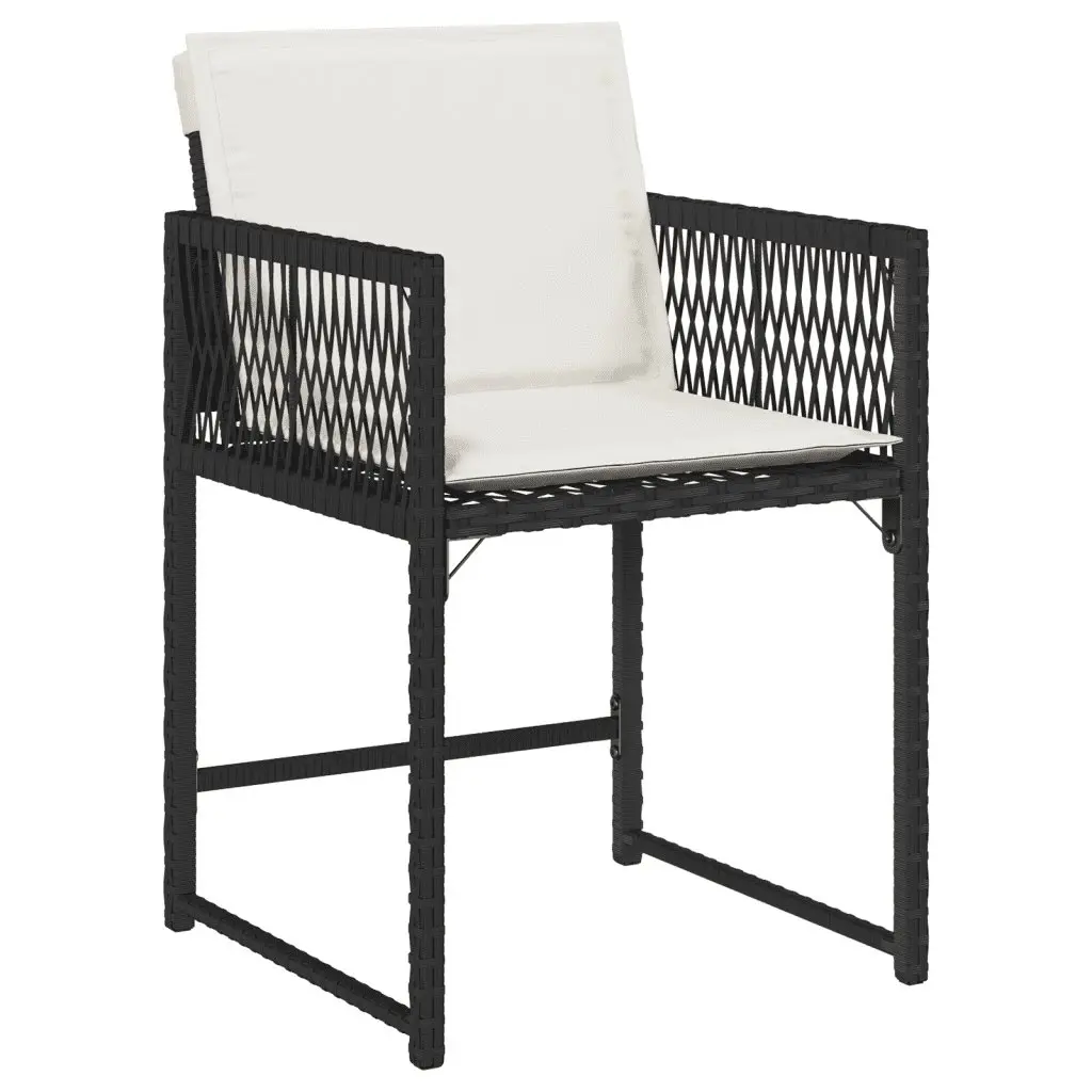 Garden Dining Set 11 Piece Outdoor Furniture Black Poly Rattan Cushions