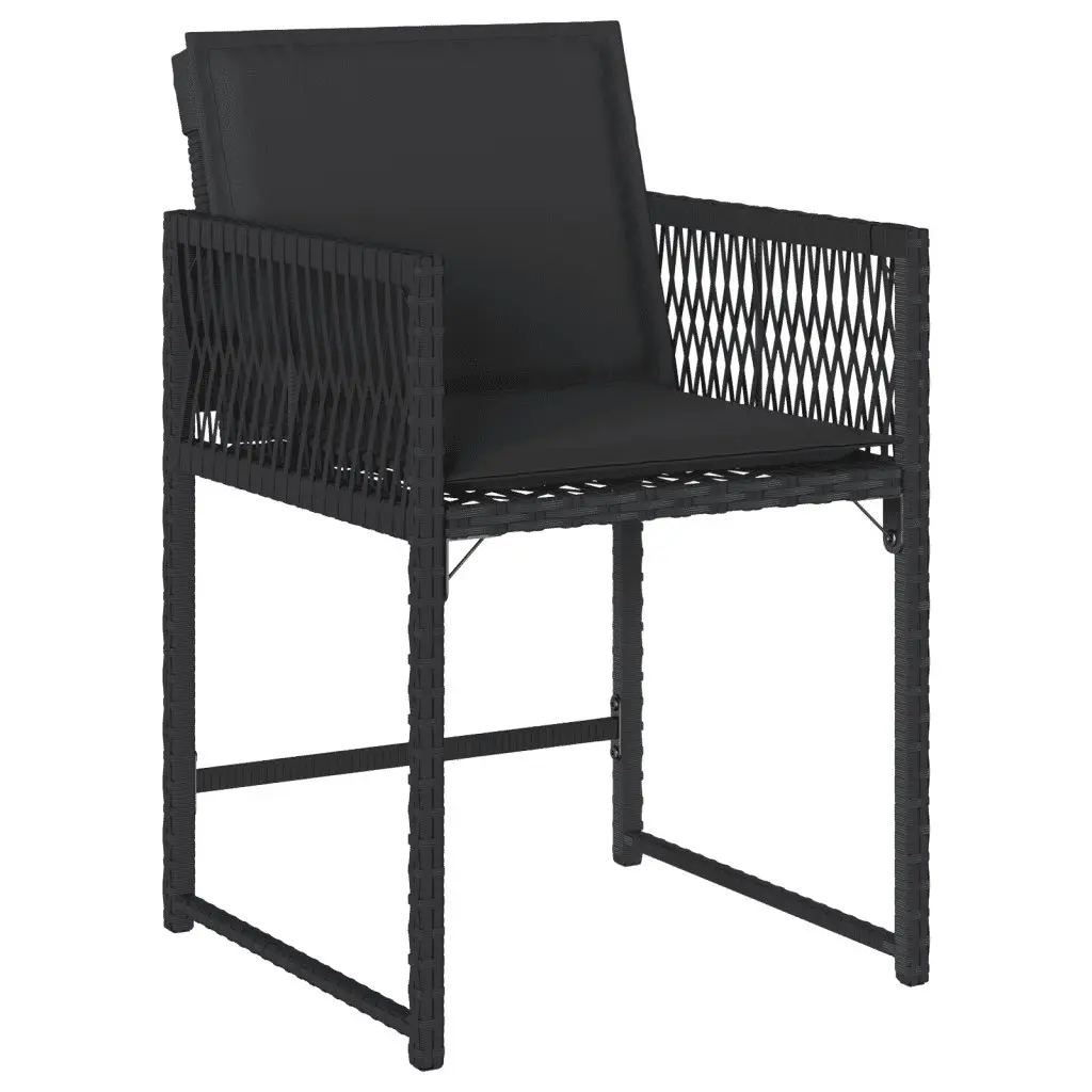 Garden Dining Set 13 Piece Outdoor Furniture Patio Table Chairs Black Poly Rattan Tempered Glass Top Foldable Chair Backrests