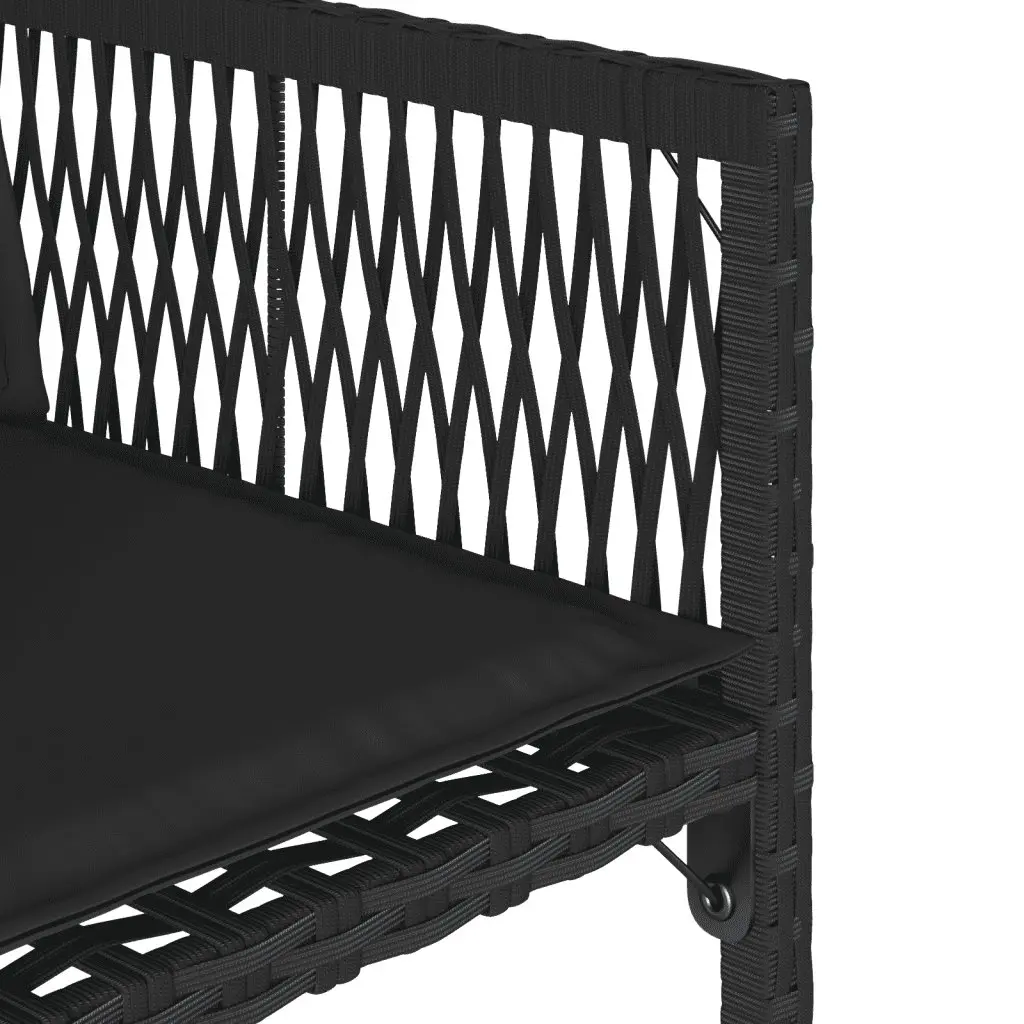 Garden Dining Set 13 Piece Outdoor Furniture Patio Table Chairs Black Poly Rattan Tempered Glass Top Foldable Chair Backrests