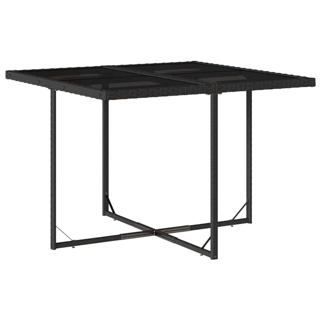 Outdoor Dining Set Black Rattan 5 Piece Cushioned Chairs Foldable Table