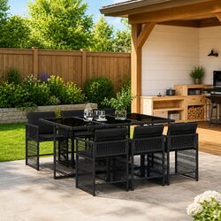 Elevate Your Outdoors with This 7 Piece Dining Set in Black