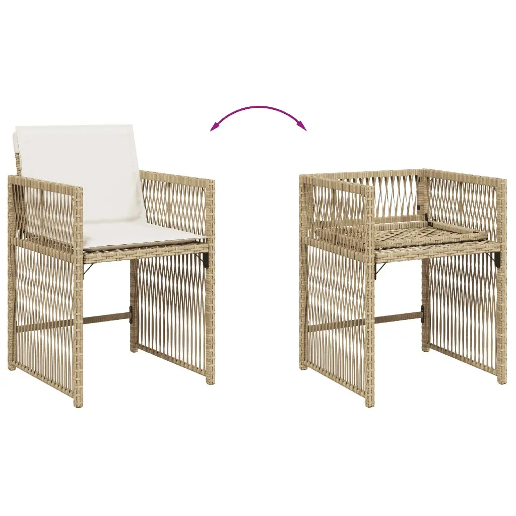 7 Piece Garden Dining Set Outdoor Patio Furniture Beige PE Rattan with Cushions