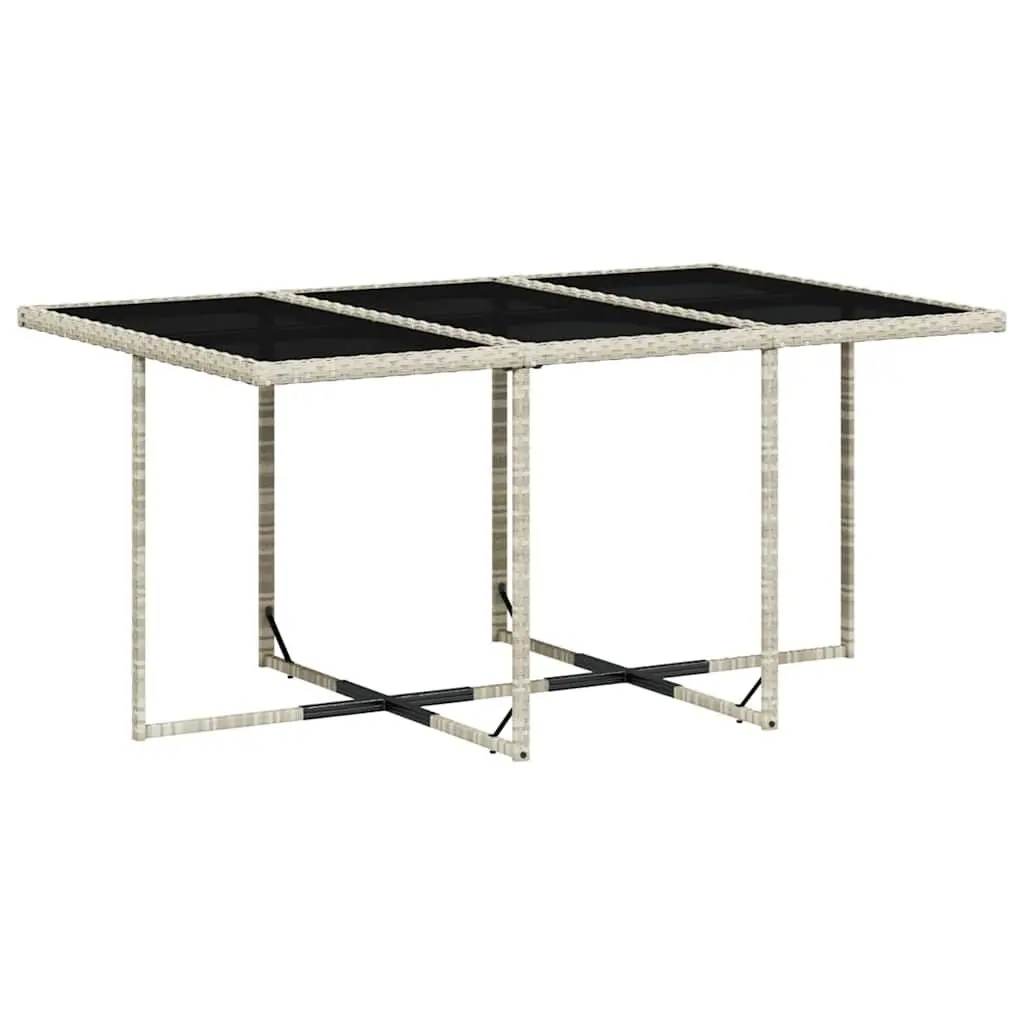 Garden Dining Set 11 Piece Outdoor Furniture Light Grey PE Rattan Folding Chairs Tempered Glass Table