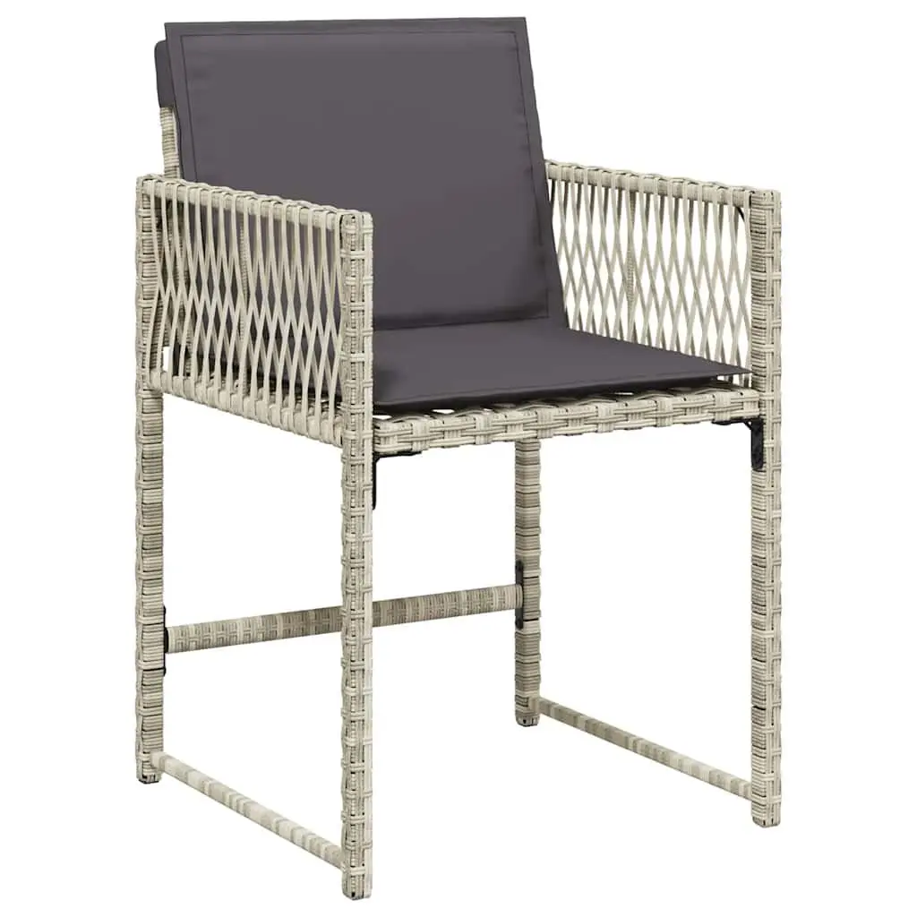 Garden Dining Set 11 Piece Outdoor Furniture Light Grey PE Rattan Folding Chairs Tempered Glass Table