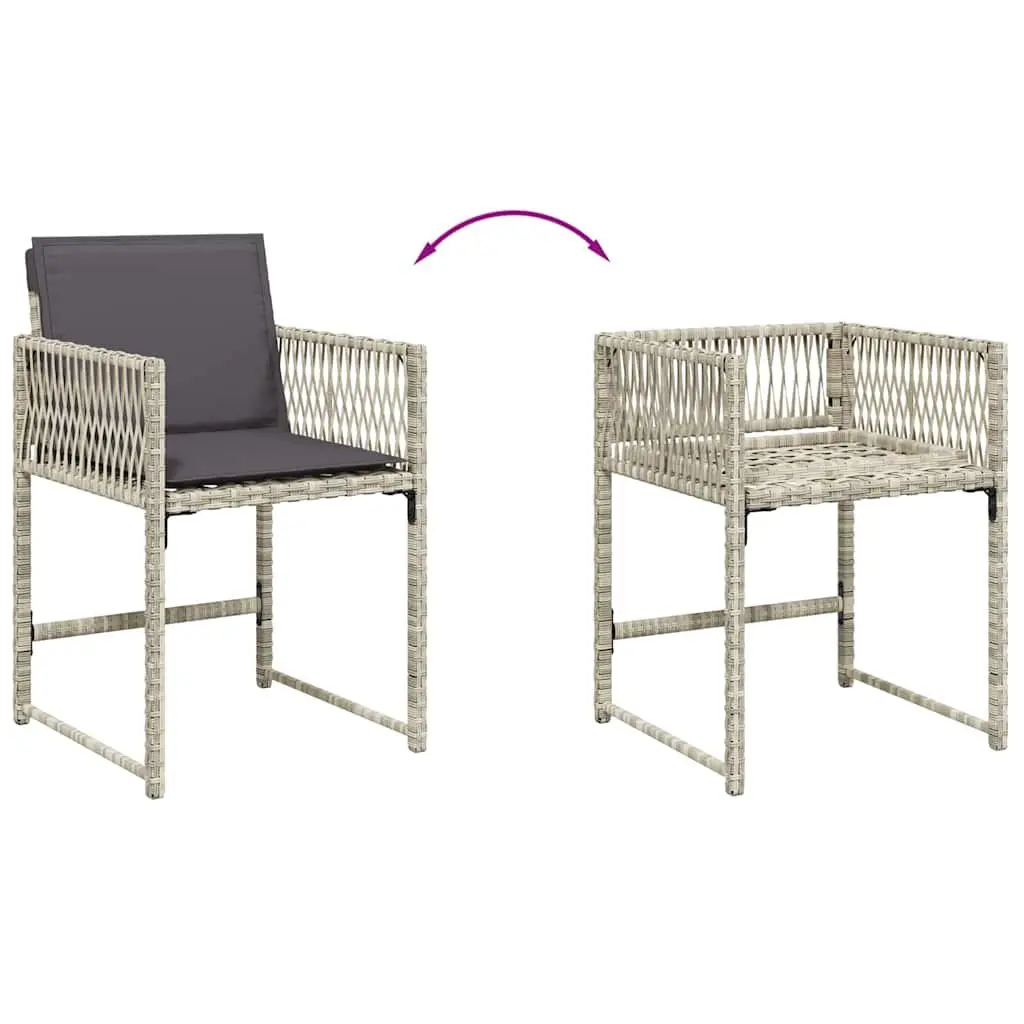 Garden Dining Set 11 Piece Outdoor Furniture Light Grey PE Rattan Folding Chairs Tempered Glass Table
