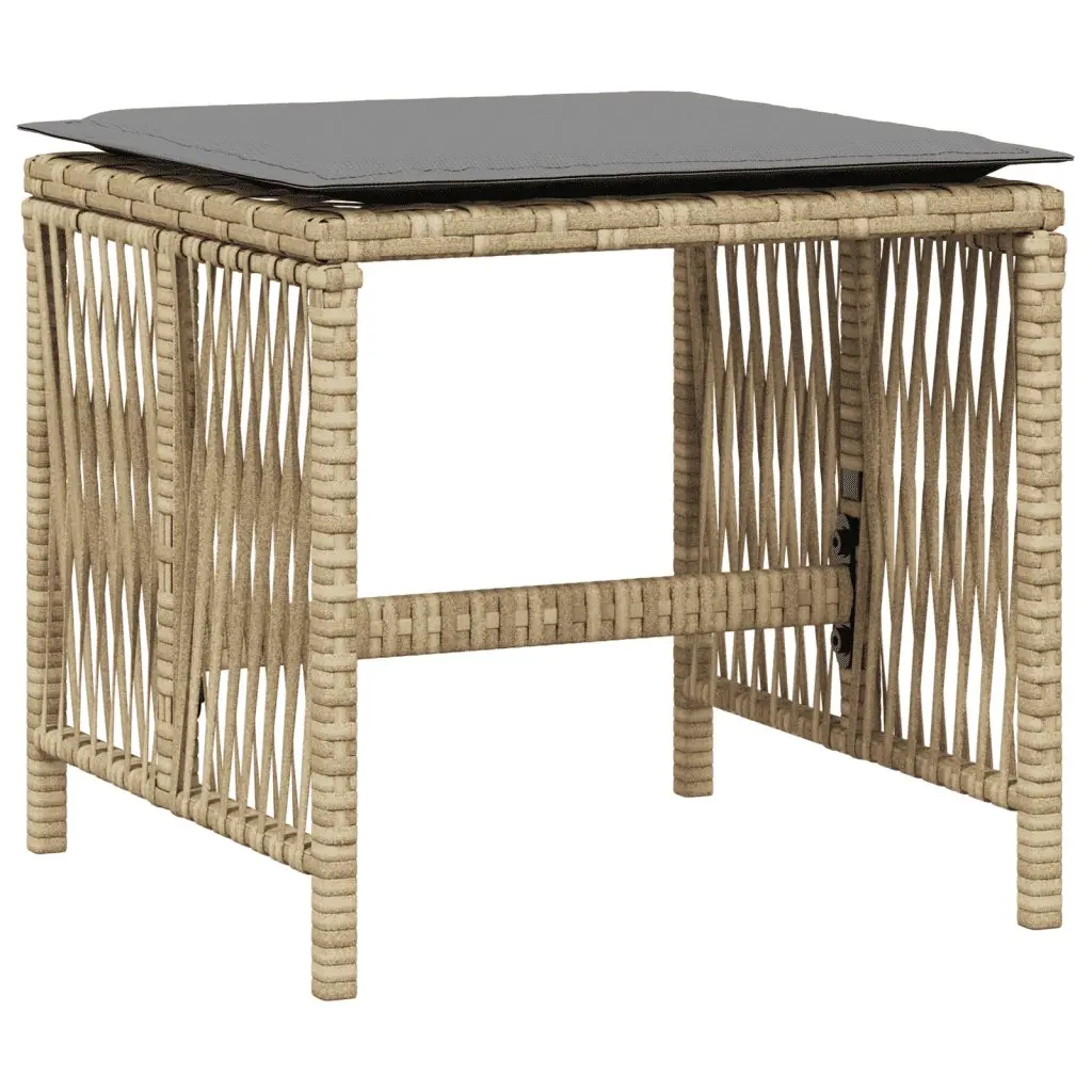 11 Piece Garden Dining Set Beige Poly Rattan Cushions Glass Top Table