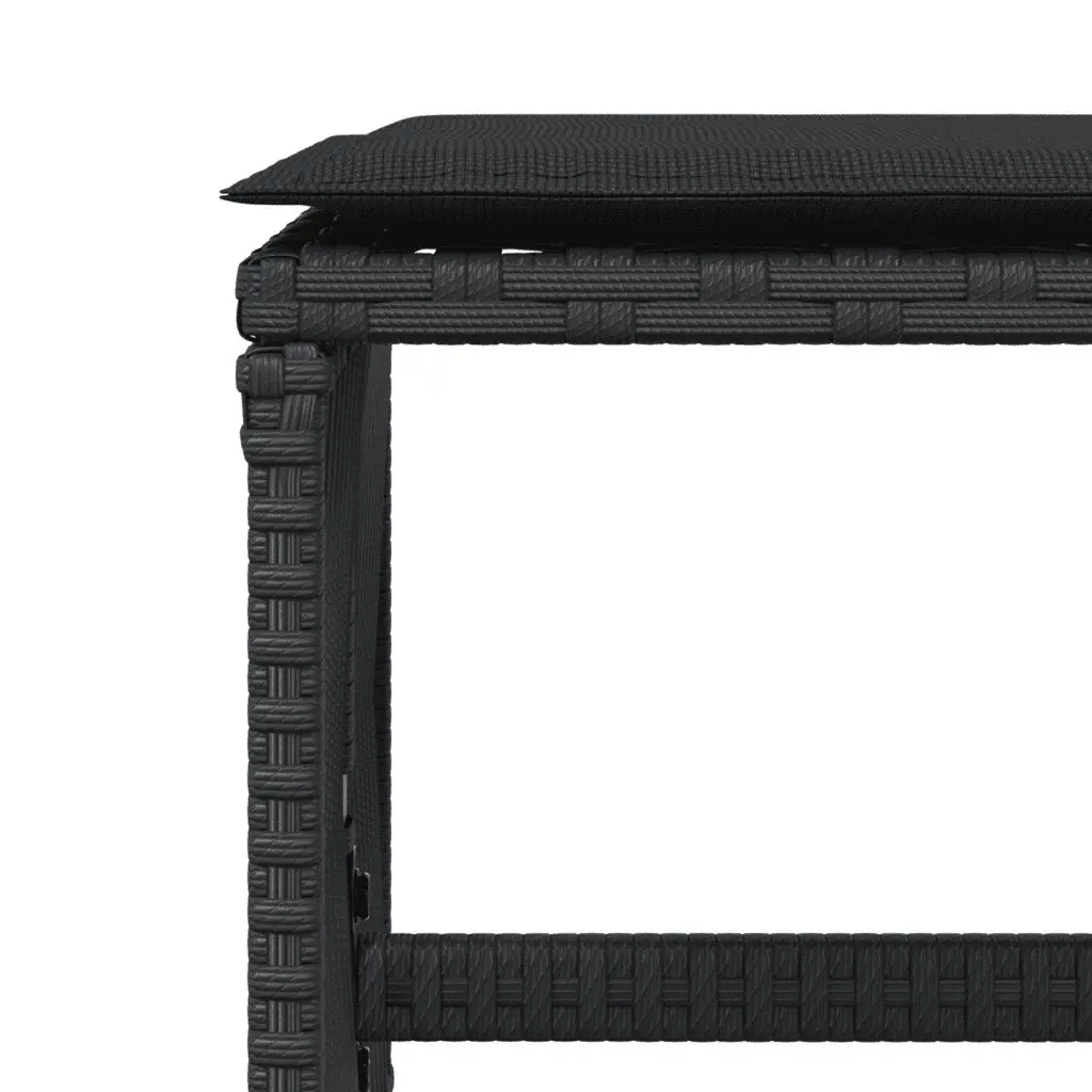 Garden Dining Set 15 Piece Outdoor Furniture Black PE Rattan Chairs Table Tempered Glass Top