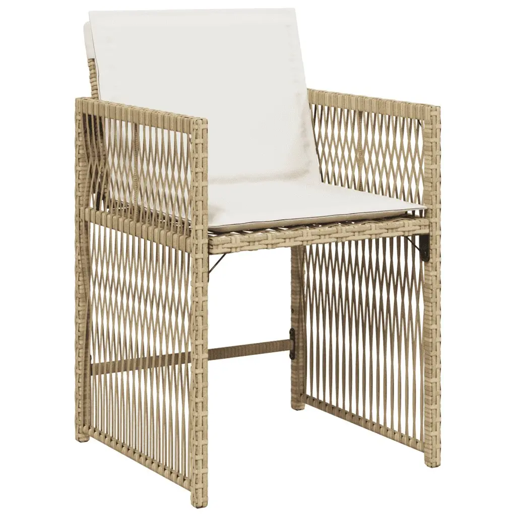Garden Dining Set 11 Piece Outdoor Furniture Beige PE Rattan Chairs Table with Cushions
