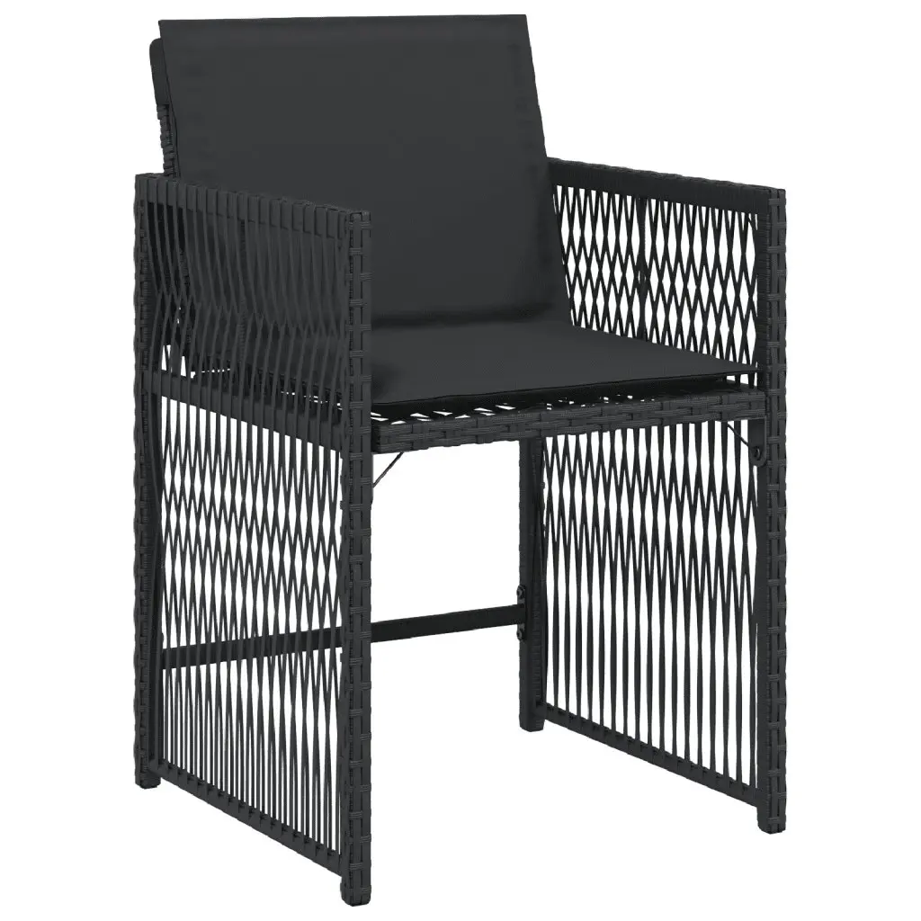 Outdoor Rattan Dining Set 17 Piece Black Weather Resistant Furniture with Cushions and Tempered Glass Top