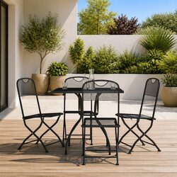 Garden Dining Set 5 Piece Outdoor Furniture Anthracite Metal Mesh Patio Table