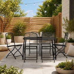 Outdoor 7-Piece Dining Set - Anthracite Metal Mesh
