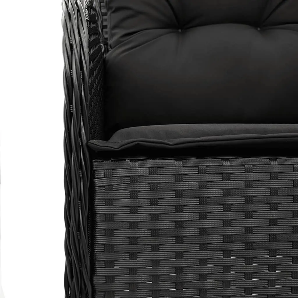 Outdoor Garden Dining Set 5 Piece Black Poly Rattan Patio Furniture with