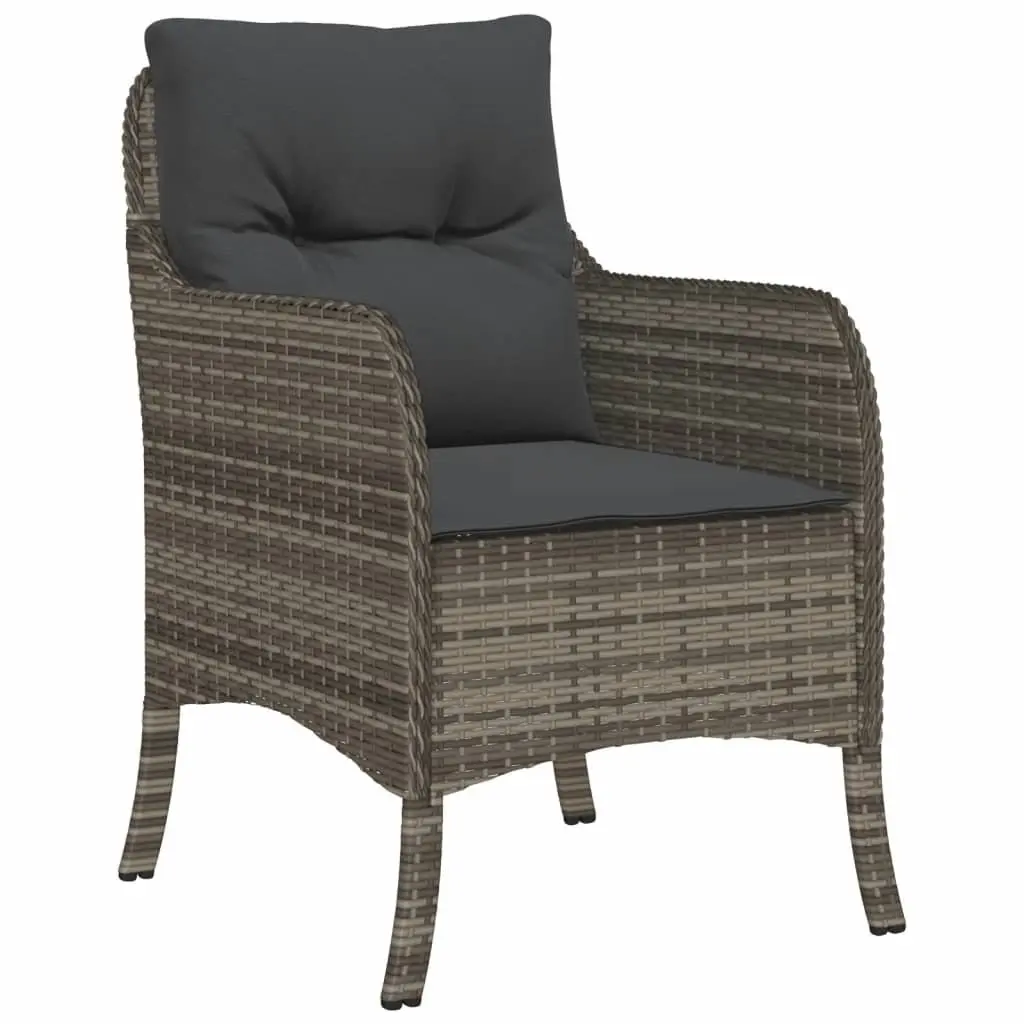 Outdoor Dining Set 5 Piece Grey Poly Rattan with Cushions and Tempered Glass Tabletop
