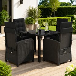 Garden Dining Set 5 Piece Outdoor Patio Furniture Poly Rattan Black with