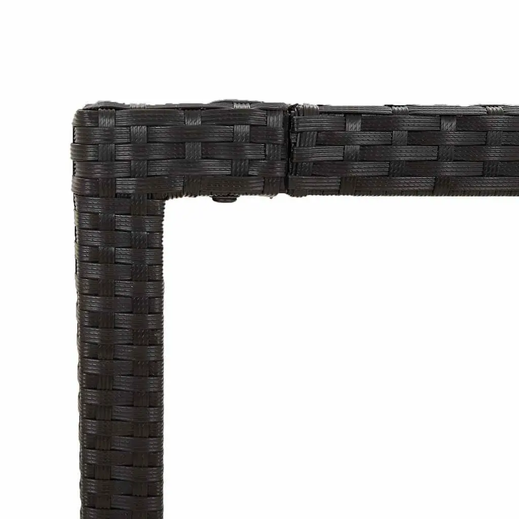 5 Piece Outdoor Dining Set Black Poly Rattan Chairs Table Tempered Glass Top