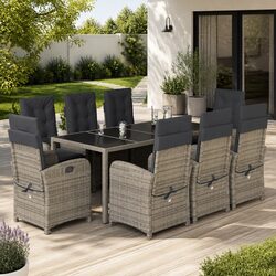 Elevate Your Outdoor Space with 9 Piece Dining Set - Grey