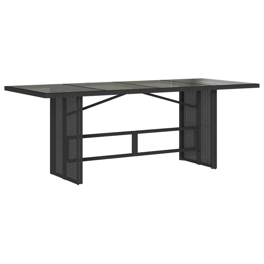 Outdoor Dining Set 9 Piece Black PE Rattan Table with Adjustable Backrest Chairs and Cushions