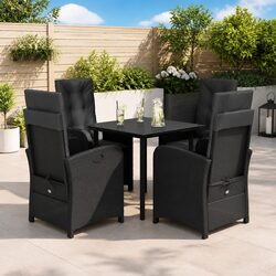 Stylish 5 Piece Outdoor Dining Set in Black Rattan