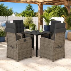 Outdoor Dining Set: 5 Piece Grey Poly Rattan