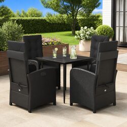 Stylish Black Poly Rattan Outdoor Dining Set for Relaxation