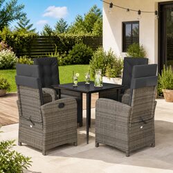 5 Piece Grey Dining Set for Outdoor Relaxation