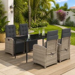 4 Seater Outdoor Furniture Set with Chairs and Glass Top Table