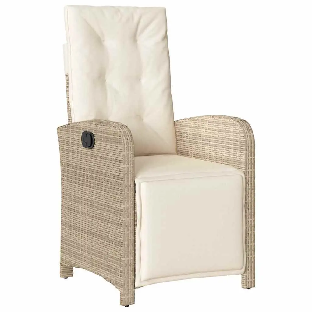 3 Piece Bistro Set Outdoor Garden Furniture Beige Poly Rattan Cushions Adjustable Seating
