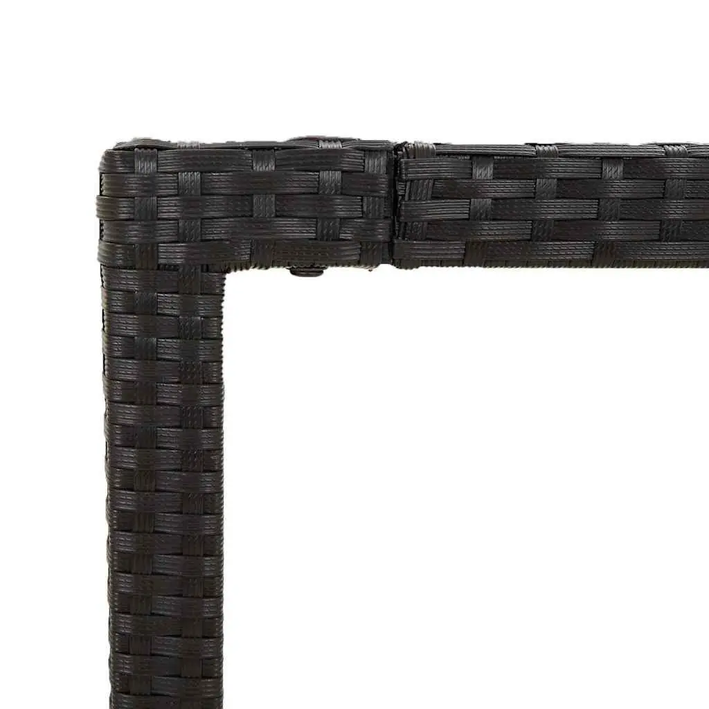 Outdoor Dining Set 7 Piece Black Poly Rattan with Cushions and Tempered Glass Tabletop